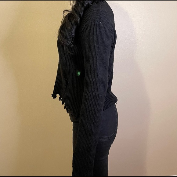 BLACK DISTRESSED LF SWEATER, SIZE: X-SMALL - Picture 3 of 4